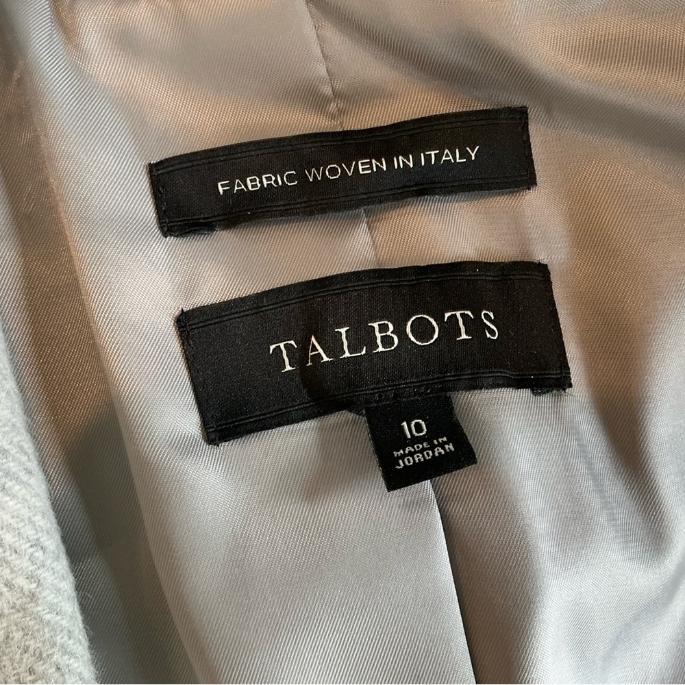 Talbots Gray Herringbone Wool Blazer, Size 10 - Picture 6 of 7